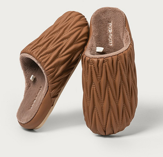 LINSHU 주름 겨울 털 슬리퍼 방수 보온