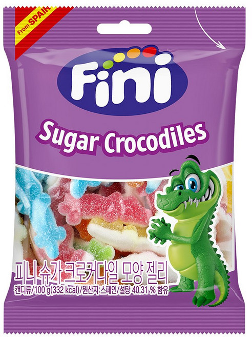 Fini 슈가 크로커다일 모양 젤리 100g 24개 1박스 무