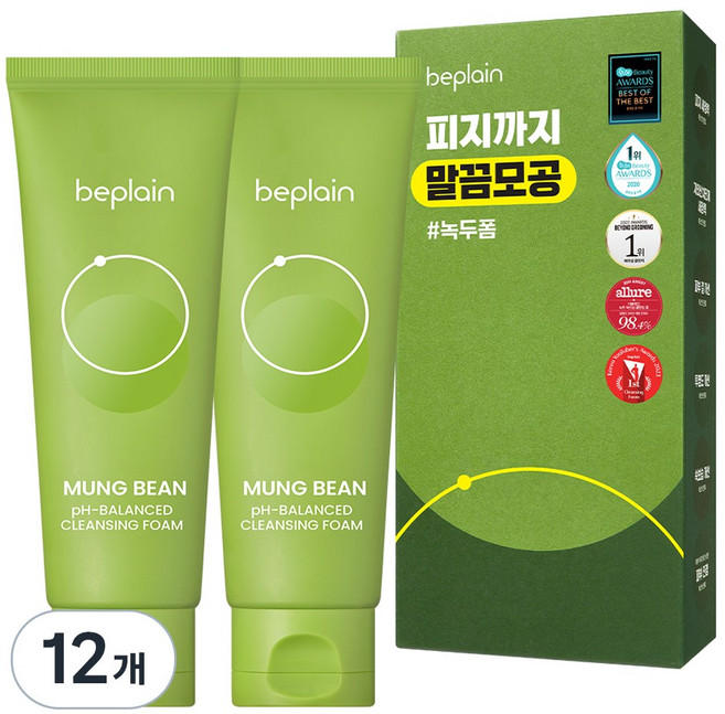 비플레인 녹두 약산성 클렌징폼, 80ml, 12개
