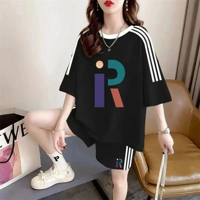 Sealang 여성 여름 반바지 세트 반팔 티셔츠 캐주얼 cong0402QP7