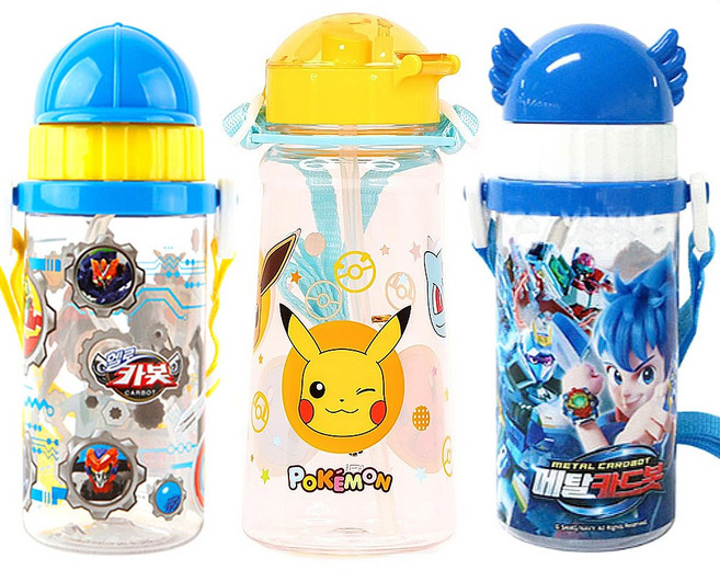 캐릭터 빨대물병 빨대 물통보틀 휴대용 아동 남아 여아 유아 어깨끈 유치원 소풍 끈있는 빨대있는, 1개, 380ml, 도라에몽