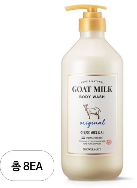 샤워메이트 산양유 오리지널 바디워시, 800ml, 8개