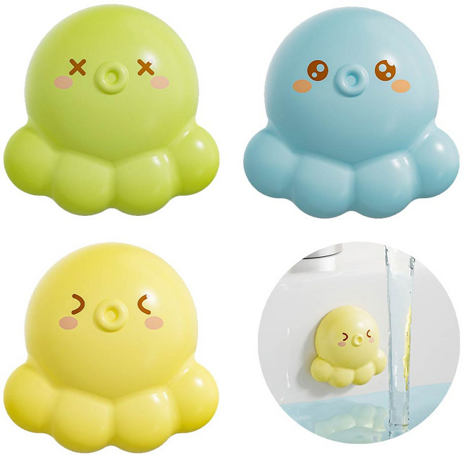 실리콘 배수구 세면대 마개 3종 문어 물넘침방지 해충마개 악취방지 방수, 3종(옐로우,블루,그린), 3개