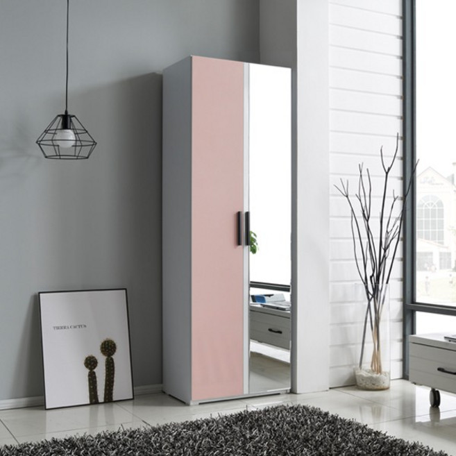 레이 광폭 옷장 600거울형 - 수납, 핑크