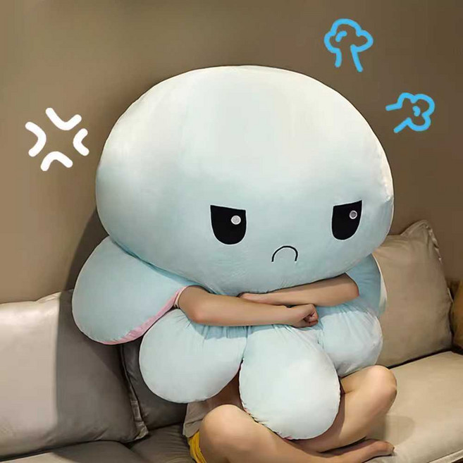 대왕문어인형 애착 초대형 반전 크라켄 귀여운쿠션, 핑크 라이트블루, 130cm, 1개