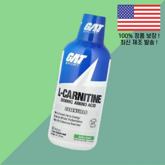 GAT 스포츠 카르니틴 L카르니틴 엘카르니틴 카르티닌 아미노산 그린 사과 애플 3000mg 16온스 473ml Sport L Carnitine Green Apple 16oz