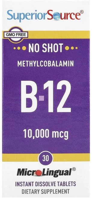 슈페리어쏘스 메틸코발라민 B-12 10000 mcg 녹여먹는 빠른 용해 30정, 5개 - 쿠팡