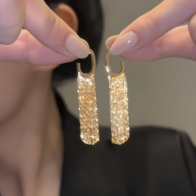 ANYOU 여성용 14K 도금 롱 패션 실버 귀걸이 XR1084