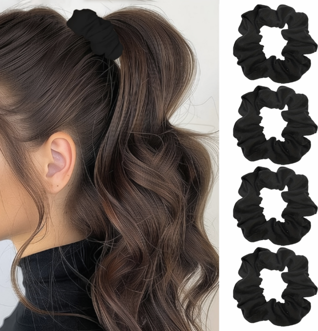 심플 헤어 스크런치 곱창 머리끈 4p 세트