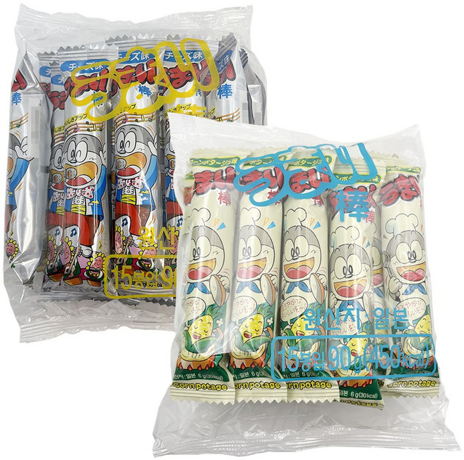 우마이봉 콘포타지맛 + 치즈맛, 90g, 2개