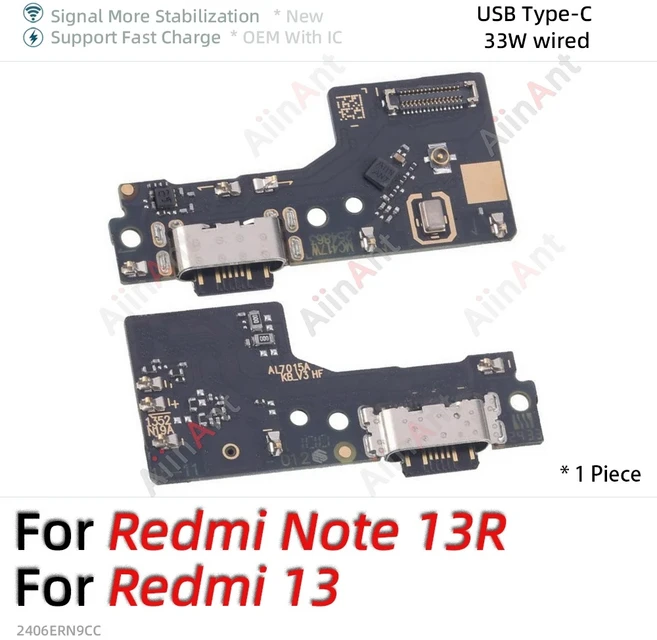 호환 샤오미 레드미 노트 14 프로 플러스 5G용 하단 도크 USB 충전 보드 커넥터 케이블, 04 For 레드미 Note 13R