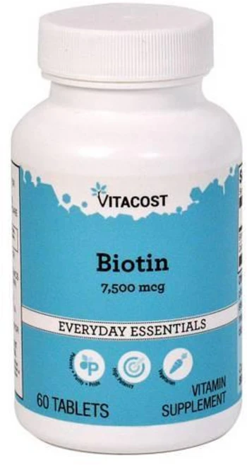 비타코스트 비오틴 7500mcg Vitacost Biotin, 1개, 60정 - 쿠팡