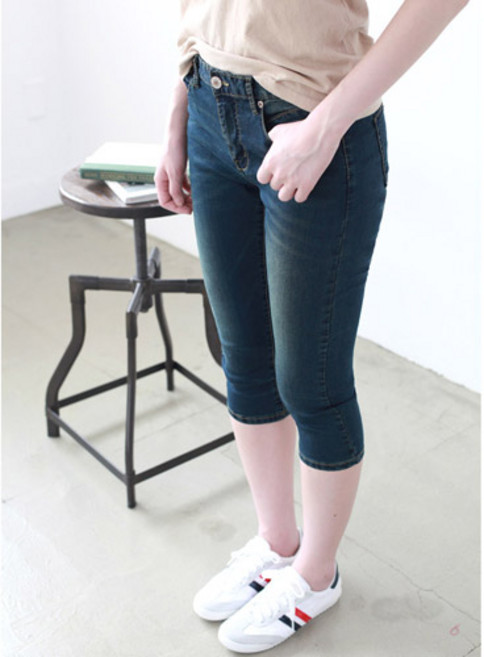 탑스웨이크 신축성 최고~ 진청 7부청바지