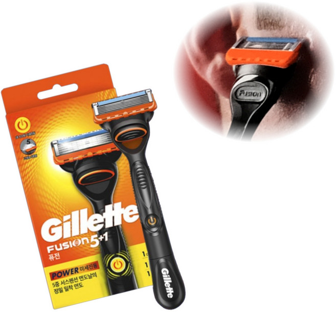 질레트 퓨전 파워 면도기 미세진동 면도기 5중날 면도기 2개, ★▶상품선택♥