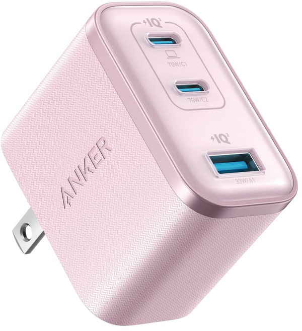 Anker Nano Charger (70W 3 Ports) [PD Windows PC iPad iPhone16 핑크 대응PSE 기술 기준