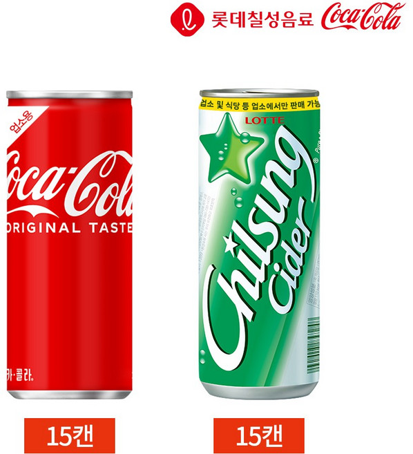 코카콜라 칠성사이다 2종 30캔 세트, 1세트, 245ml