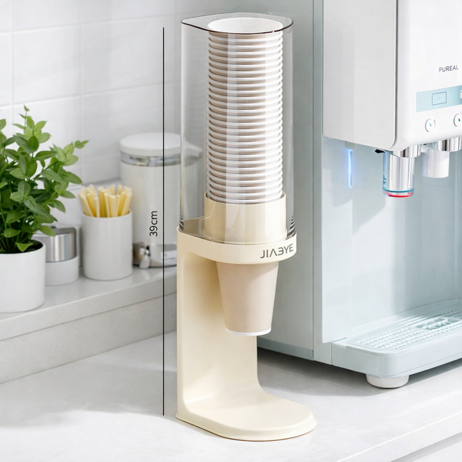 젠토 카페인척 종이컵 디스펜서 스탠드형 주방 카페 탕비실, 1개, 아이보리