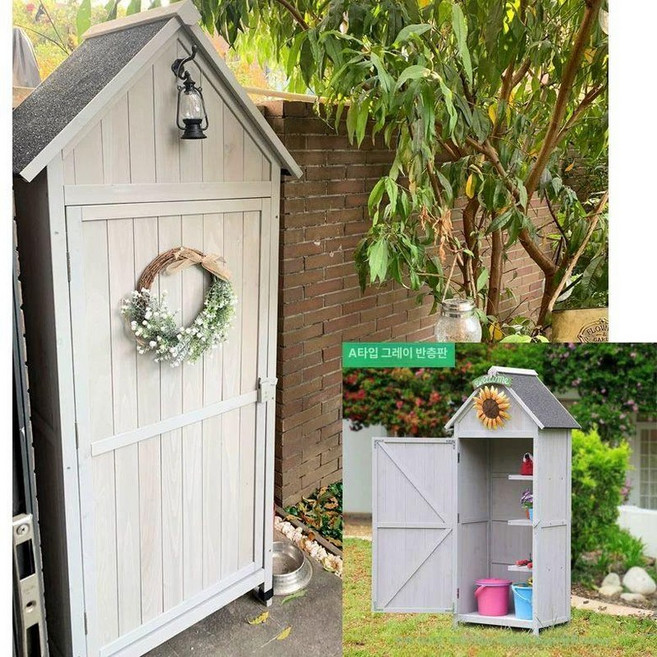 조립식 야외 창고 수납함 정리함 케터 캐비넷 케이가든 방수, 4개, 그레이 77x54.5x179cm