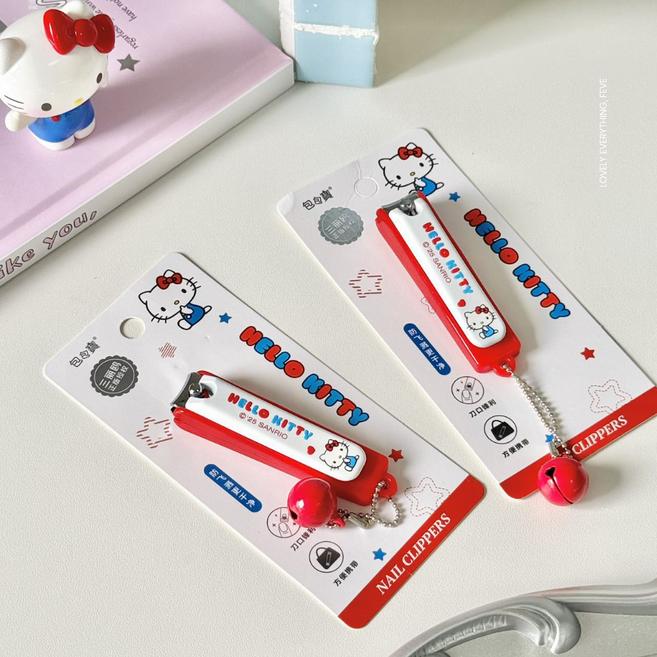 정품 헬로키티 방울 키링 손톱깍이, 1개, 흰색