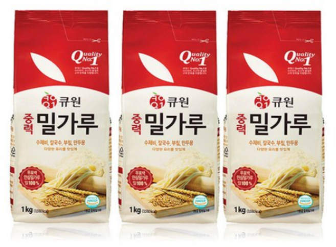 [업소용] 큐원 중력 밀가루 1kg 150개입(15박스), 150개