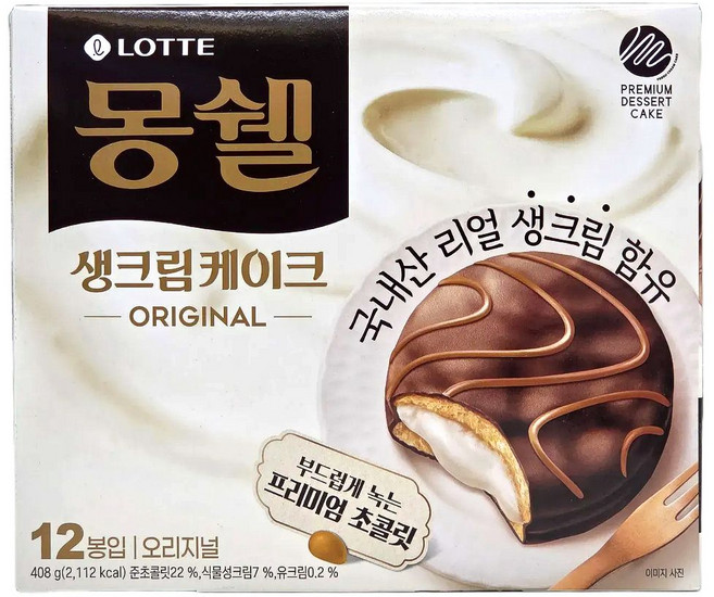 몽쉘 생크림케이크 오리지널 12p, 408g, 1개