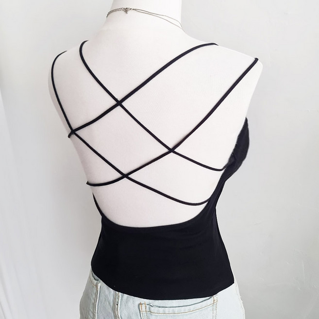 (5color/캡내장)백리스 바캉스 휴가 반전뒷태 캐주얼 나시