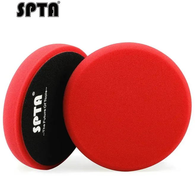 SPTA 1PC 3 "(80mm)/5"(125mm)/6 "(150mm) 버핑 연마 폼 패드 DA/RO/GA 버퍼 폴리 셔 용 T 모양 스폰지, 1 Red Finish Polish, 6 Inch 150mm