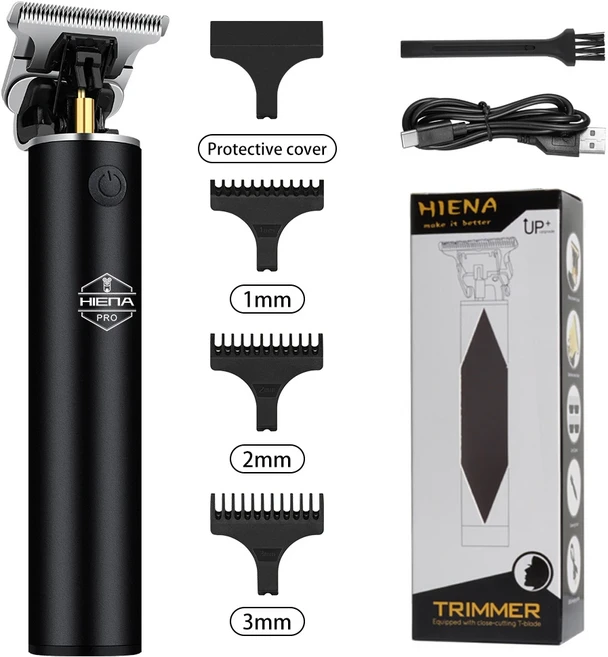 HIENA 직업 헤어 트리머 남성용 전기 수염 트리머 헤어 클리퍼 헤어 커터 기계 헤어 컷 그루밍 마무리 절단, 01 빠른, 03 그레이