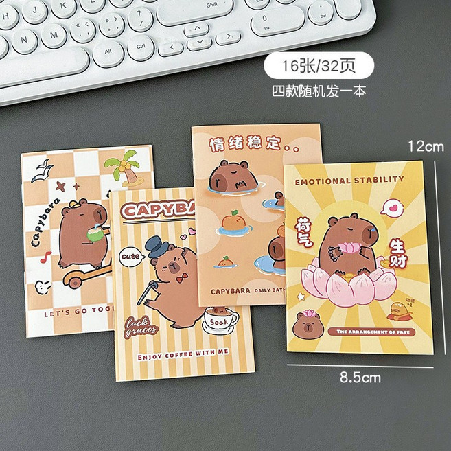 卡皮巴拉筆記本 可愛小本子 軟面抄記事本, 1個, 水豚隨機款
