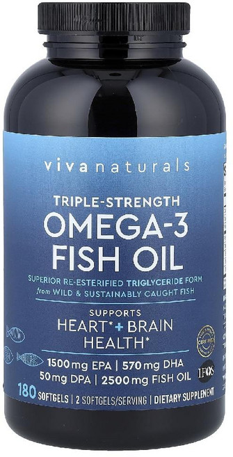 비바 내추럴스 오메가 3 피쉬 오일, 1개, 180정