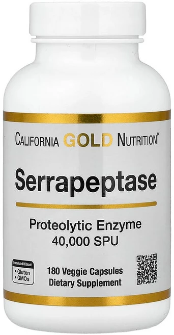 California Gold Nutrition 세라펩타아제 단백질 분해 효소 40000SPU 베지 캡슐 180정 LKN-01574, 1개 - 쿠팡