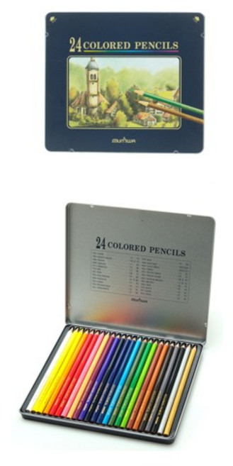 문화 24색 넥스프로 색연필 세트 틴케이스, 1개, 상세페이지 참조