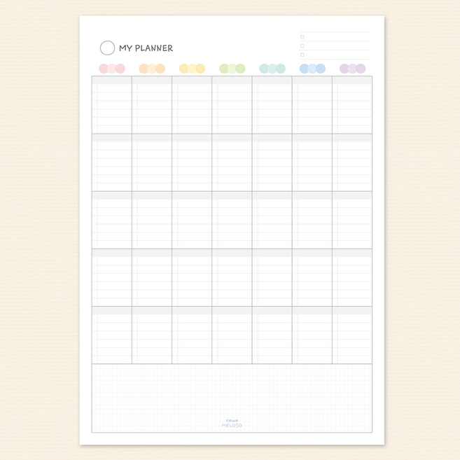 꼬모멜로소 내맘대로 플래너 먼슬리 위클리 학습 이유식 식단 만년 스케줄러, 50장