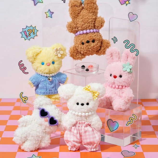 웨일릿 모루인형 키링 만들기 41종 키트 세트, 1개, 1세트