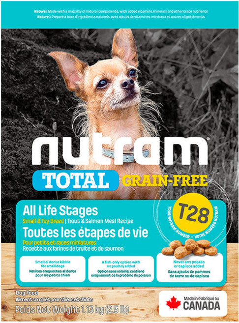 Nutram 紐頓 T28 無穀迷你犬 鮭魚飼料, 1個, 1.13kg, 鮭魚