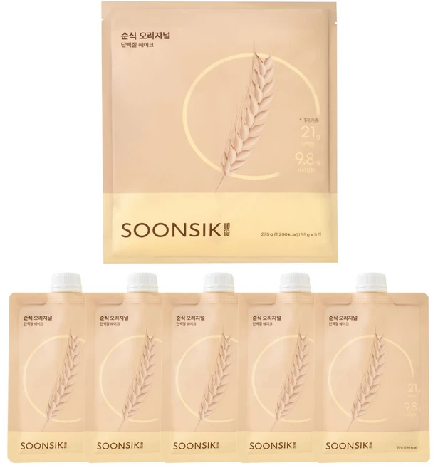 순식 오리지널 장단콩 단백질 21 쉐이크 5p 275g 1개, 5개, 55g - 쿠팡