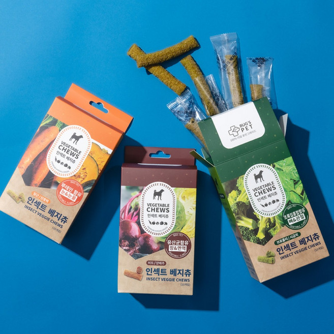 벅스펫 인섹트 베지츄 3총 휴먼그레이드간식 치석제거 소화잘되는간식 덴탈껌 루테인 뼈관절 장면역, 1개, 100g, 당근&단호박