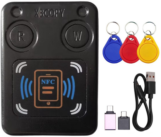 NFC RFID 스마트 칩 카드 리더 복사기+3XUID 키 체인 IC 13.56MHz ID 125KHz 250KHz 375KHz RFID 토큰 클론 복제기, 그림처럼