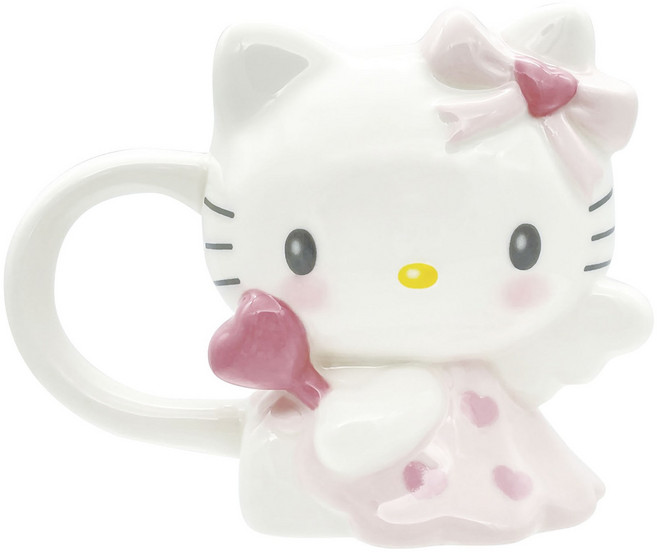 산리오 엔젤 헬로키티 다이컷 머그컵, 핑크, 1개