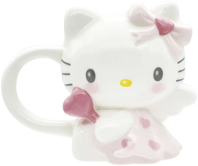 산리오 엔젤 헬로키티 다이컷 머그컵, 핑크, 1개 - 쿠팡