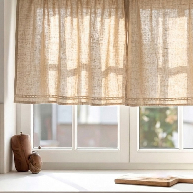 내추럴 광목 키친 바란스커튼 가림막