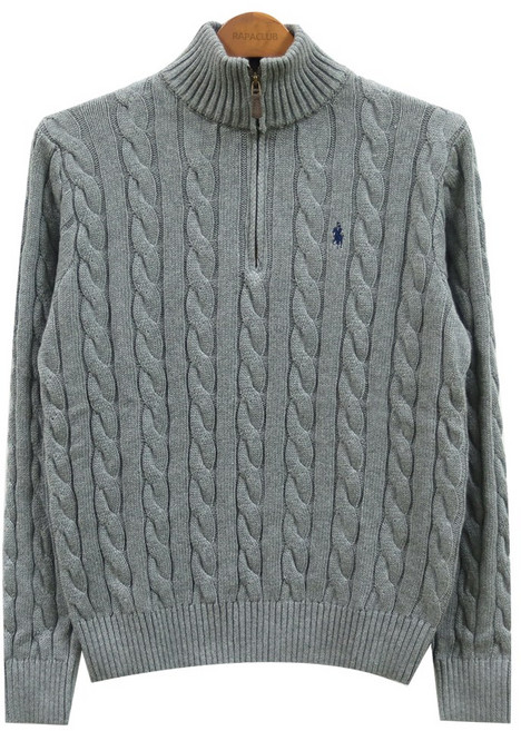 라파클럽 남성 케이블 반지퍼 긴팔 니트 스웨터