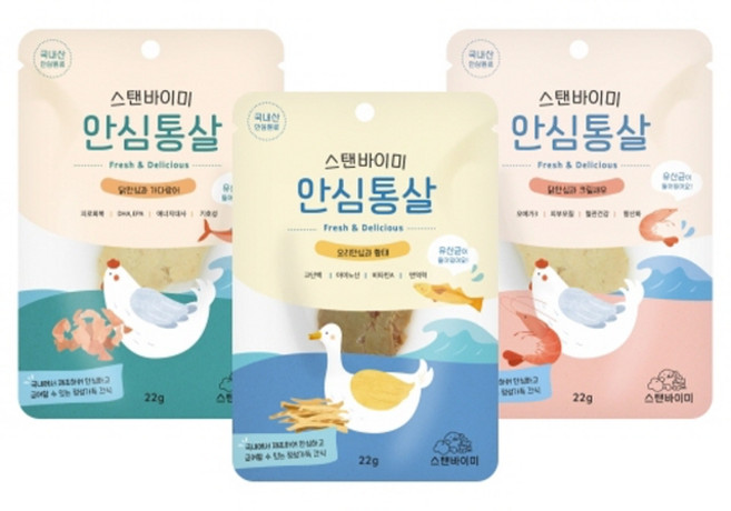 스탠바이미 안심통살 3종 닭안심과 가다랑어 / 닭안심과 새우 / 오리안심과 황태 강아지고양이 겸용 닭안심 통살 간식 키튼부터 노령묘까지 영양간식 고양이 종합 영양제, 쿠팡 본상품선택, 22g, 1개