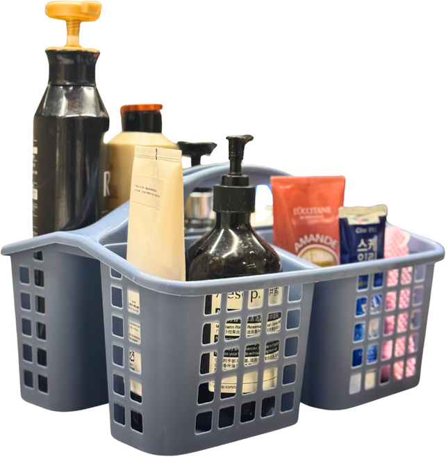 바이빈이 3단 칸막이 목욕바구니, 블루, 1개