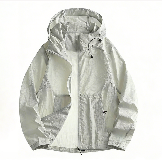 AOKADA 남녀공용 여름 자외선 차단 초경량 후드집업 쿨링 바람막이 아웃도어 등산 자켓, 라이트그레이