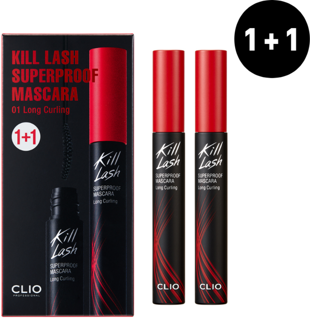 [NEW 컬러] 킬래쉬 수퍼프루프 마스카라 1+1 기획 세트 속눈썹 뿌리 탄탄한 짱짱한 컬유지 눈매 내추럴 자연스러운 풍성 볼륨, 1호 롱컬링, 2개