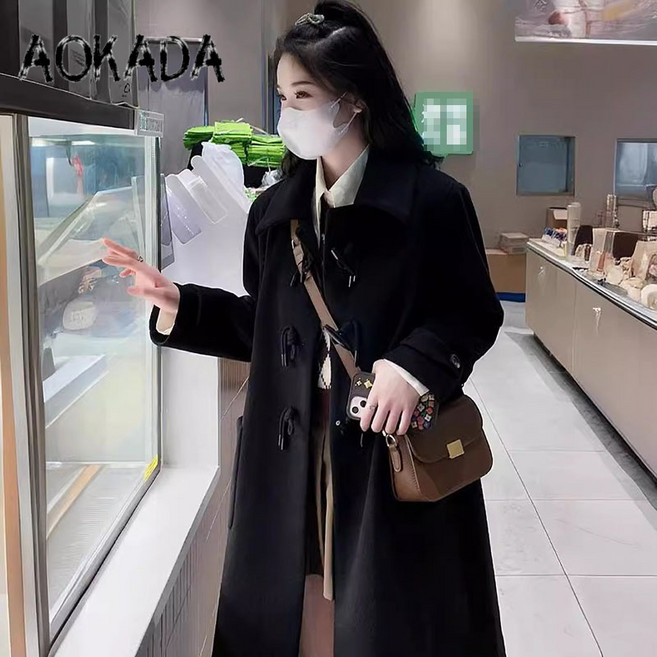 AOKADA 떡볶이코트 봄가을 고급 여성코트 캐시미어코트 롱코트 누빔코트