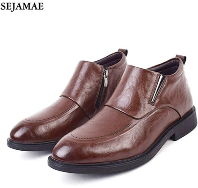 세자매 소가죽 남성 정장부츠 키높이 안쪽지퍼 앵클부츠 남자정장부츠 방한부츠