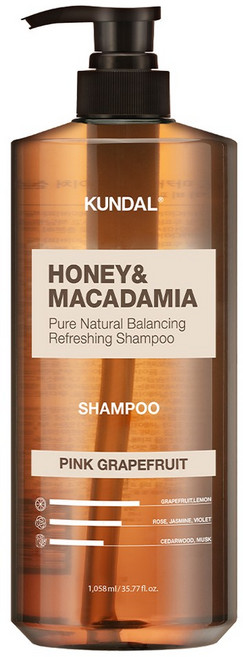 쿤달 허니 앤드 마카다미아 네이처 샴푸 핑크그레이프프룻향, 1.058L, 1개