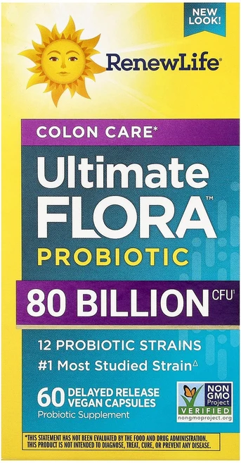 Renew Life 대장 케어 Ultimate Flora™ 프로바이오틱 지연 방출 비건 캡슐 60정 Life (리뉴 라이프), Renew Life, 대장 케어 Ultimate Flo, 1개 - 쿠팡